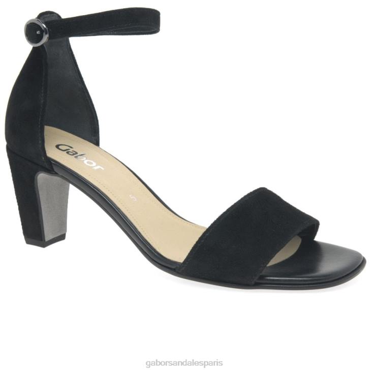 femmes Gabor Suède noir sandales à talons hauts licorne chaussure 4LHL177