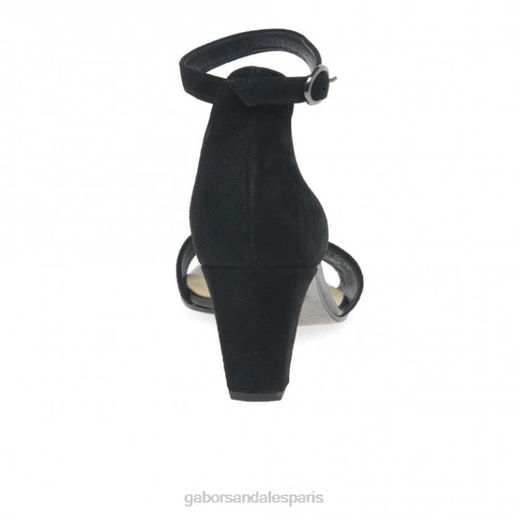 femmes Gabor Suède noir sandales à talons hauts licorne chaussure 4LHL177