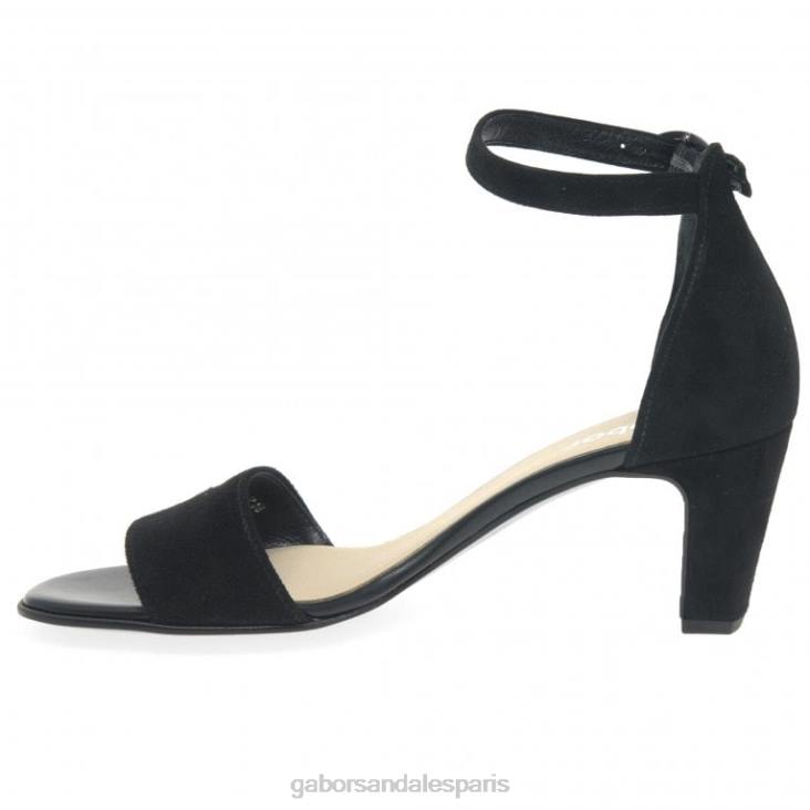 femmes Gabor Suède noir sandales à talons hauts licorne chaussure 4LHL177