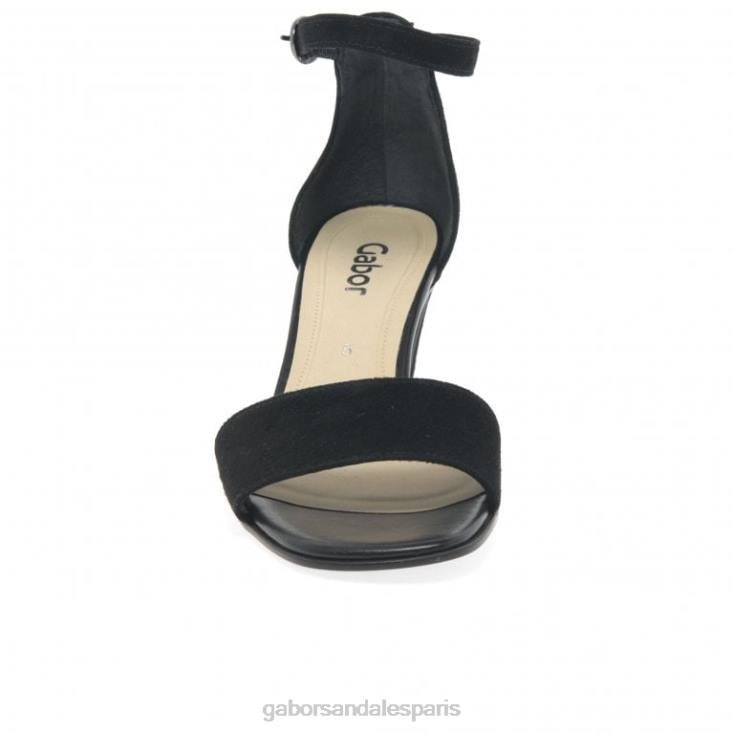 femmes Gabor Suède noir sandales à talons hauts licorne chaussure 4LHL177