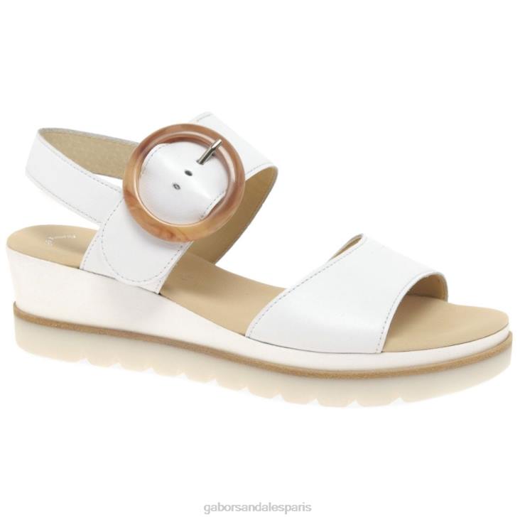 femmes Gabor blanc sandales à talons compensés chaussure 4LHL154