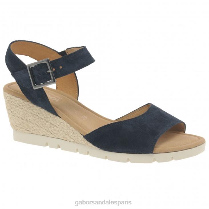 femmes Gabor daim océan/jute sandales à talons compensés chaussure 4LHL163