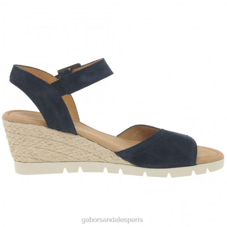 femmes Gabor daim océan/jute sandales à talons compensés chaussure 4LHL163