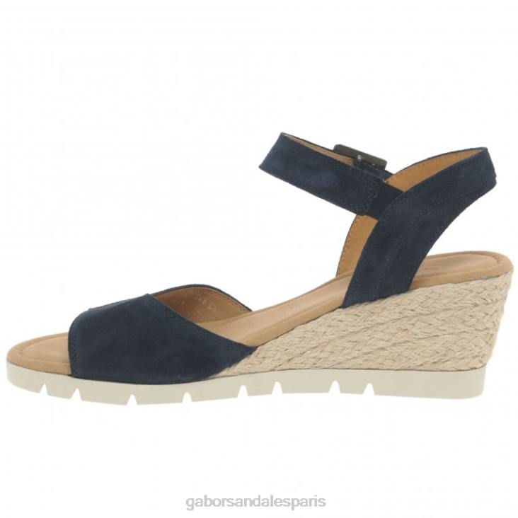 femmes Gabor daim océan/jute sandales à talons compensés chaussure 4LHL163