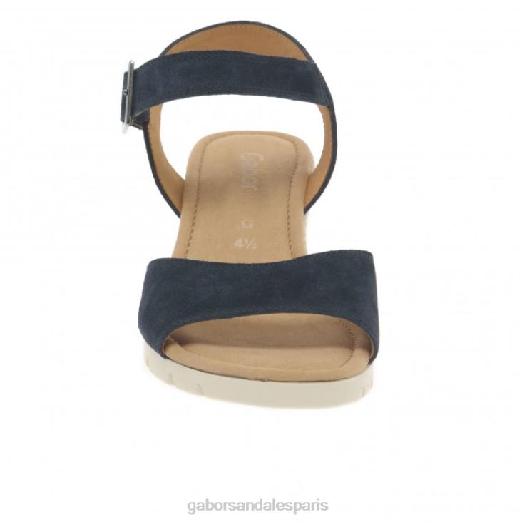 femmes Gabor daim océan/jute sandales à talons compensés chaussure 4LHL163