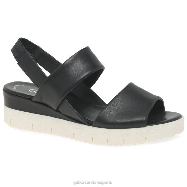 femmes Gabor noir sandales à talons compensés gavell chaussure 4LHL168