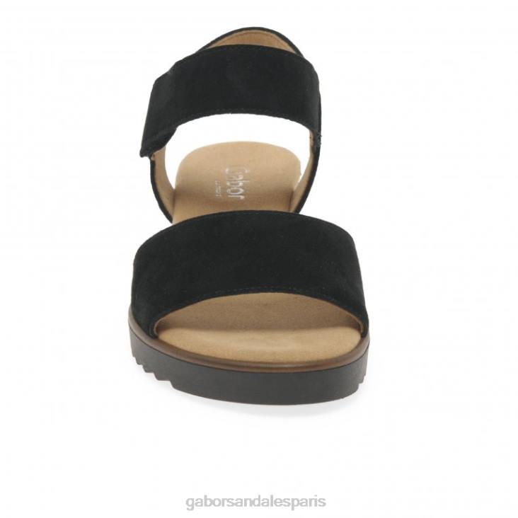 femmes Gabor daim noir/léopard sandales Raynor chaussure 4LHL166